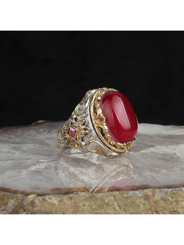 خاتم  حجر بارايبا فضة خالص #708