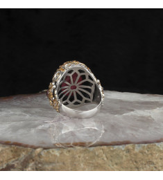خاتم  حجر بارايبا فضة خالص #708
