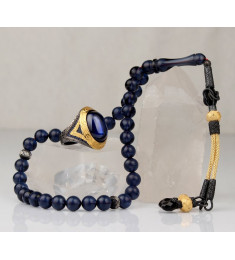 طقم مسبحة وخاتم كهرمان  فضة خالص #371