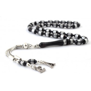 سبحه بحرفين فضة خالص من حجر الكوكا  #456