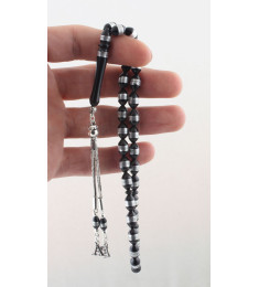 سبحه بحرفين فضة خالص من حجر الكوكا  #456