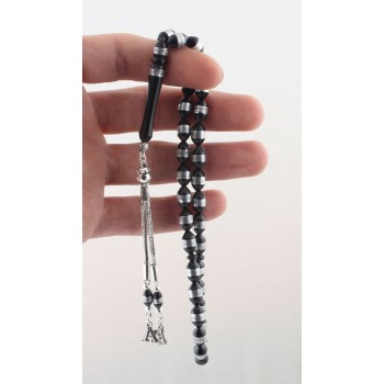 سبحه بحرفين فضة خالص من حجر الكوكا  #456 