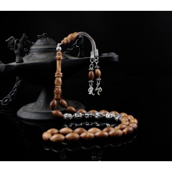 سبحه فضة خالص باسم من حجر الكوكا  #458 