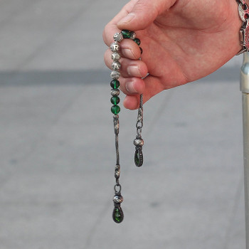 سبحه كهرمان فضة خالص بإسم   #328 