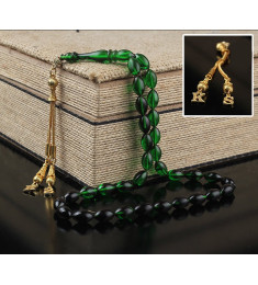 مسبحة كهرمان فضة خالص بحرفين #347