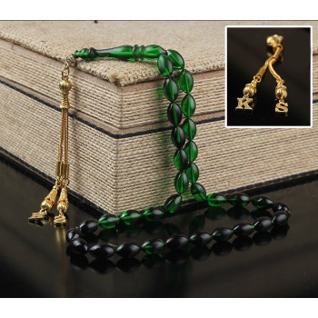 مسبحة كهرمان فضة خالص بحرفين #347