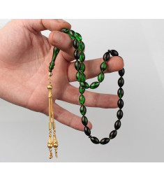 مسبحة كهرمان فضة خالص بحرفين #347