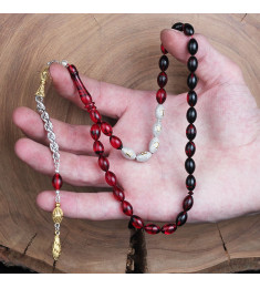 سبحه كهرمان فضة خالص بإسم  #317