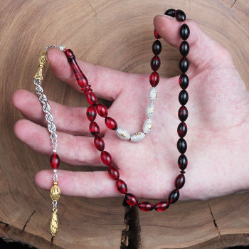 سبحه كهرمان فضة خالص بإسم  #317