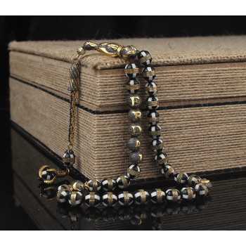 سبحه فضة خالص باسم من حجر الكوكا  #439 