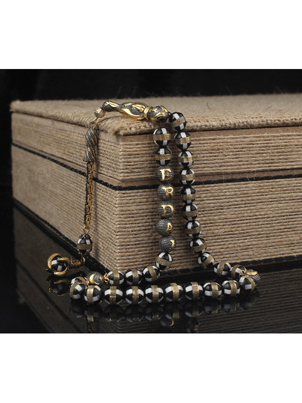 سبحه فضة خالص باسم من حجر الكوكا  #439