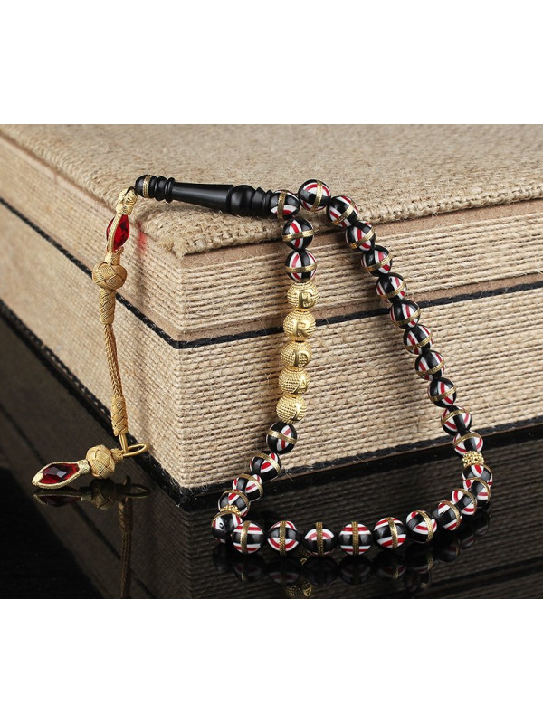 سبحه فضة خالص باسم من حجر الكوكا  #442