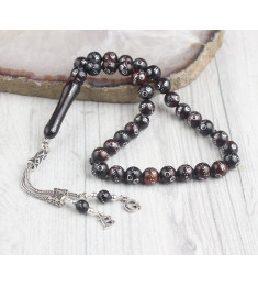 سبحه فضة خالص بحرفين من حجر الكوكا  #446