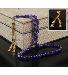 مسبحة كهرمان فضة خالص بحرفين #374