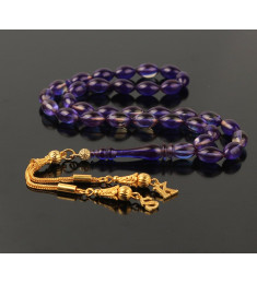 مسبحة كهرمان فضة خالص بحرفين #374