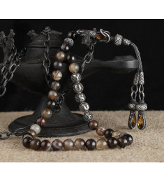 مسبحة عقيق فضة خالص اسم   #365