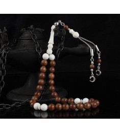 سبحه فضة خالص بحرفين واسم  من حجر الكوكا  #357