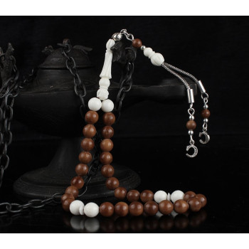 سبحه فضة خالص بحرفين واسم  من حجر الكوكا  #357 