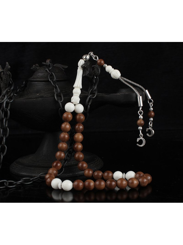 سبحه فضة خالص بحرفين واسم  من حجر الكوكا  #357