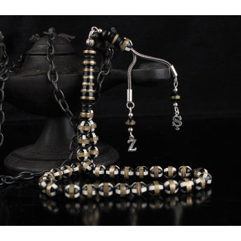 سبحه فضة خالص بحرفين واسم من حجر الكوكا  #358