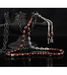 سبحه فضة خالص بحرفين واسم من حجر الكوكا  #359