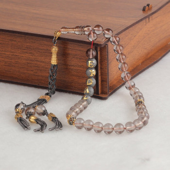 سبحه كهرمان فضة خالص بإسم  #332