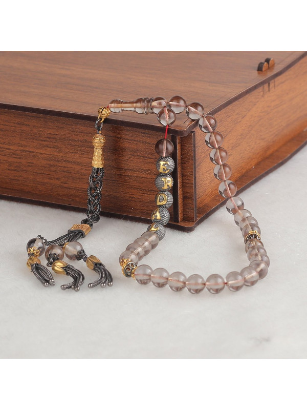 سبحه كهرمان فضة خالص بإسم  #332