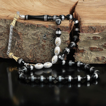 سبحه فضة خالص بإسم من حجر الكوكا  #323 