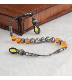 سبحه كهرمان فضة خالص بإسم   #329