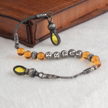 سبحه كهرمان فضة خالص بإسم   #329