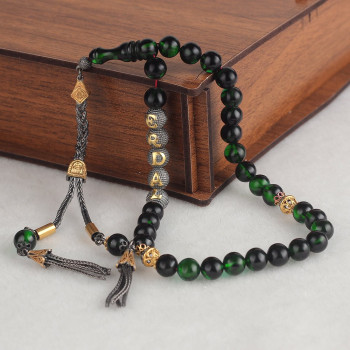 سبحه كهرمان فضة خالص بإسم  #419