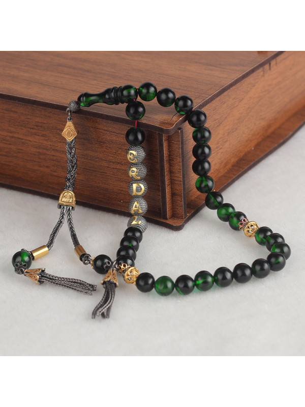 سبحه كهرمان فضة خالص بإسم  #419