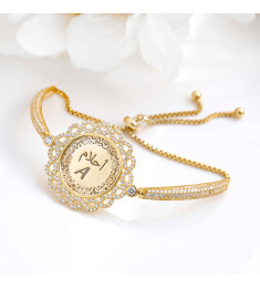 اسوارة فضة مطلي ذهب مرصع بالكرستال باسمين #219