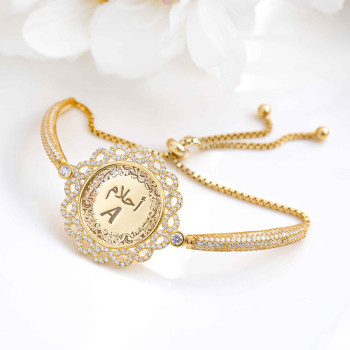 اسوارة فضة مطلي ذهب مرصع بالكرستال باسمين #219