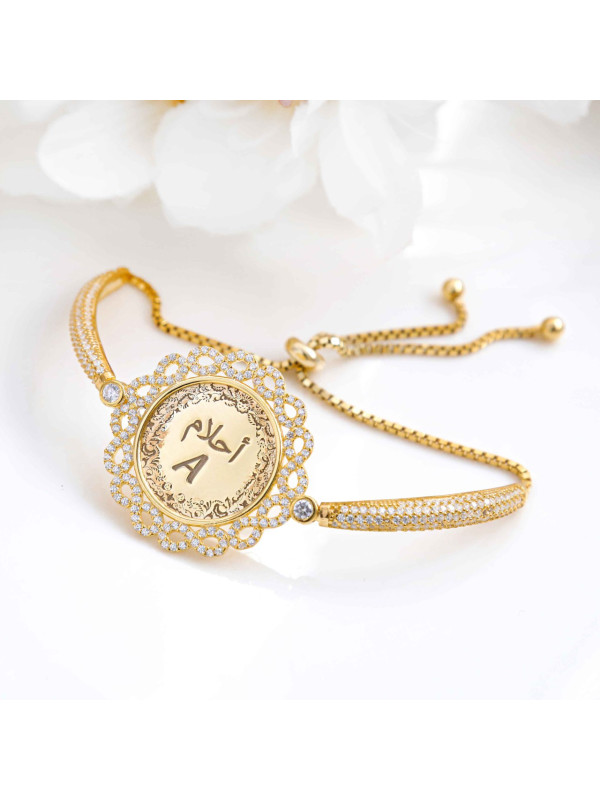 اسوارة فضة مطلي ذهب مرصع بالكرستال باسمين #219