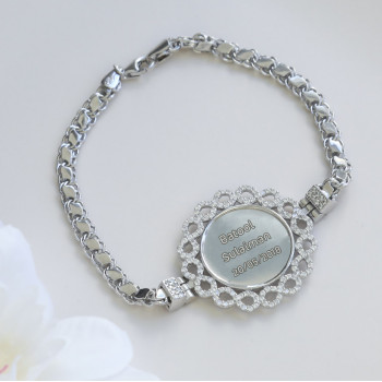 اسوارة فضة مطلي ذهب مرصع بالكرستال باسمين #707 