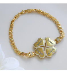 اسوارة فضة خالص باربع اسماء مرصع كريستال #702