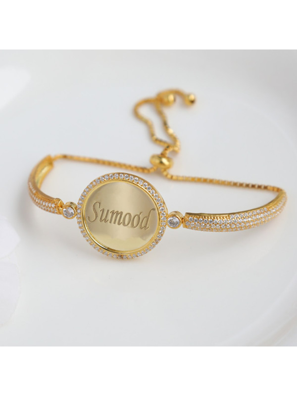 اسوارة فضة خالص بإسم مرصع كريستال #297