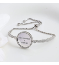 اسوارة فضة خالص بإسم مرصع كريستال #944