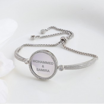 اسوارة فضة خالص بإسم مرصع كريستال #944