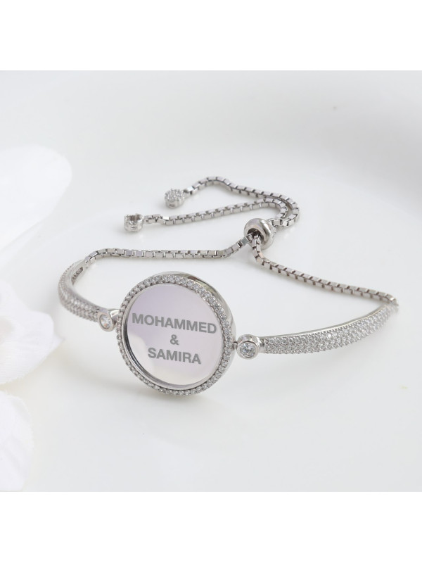اسوارة فضة خالص بإسم مرصع كريستال #944