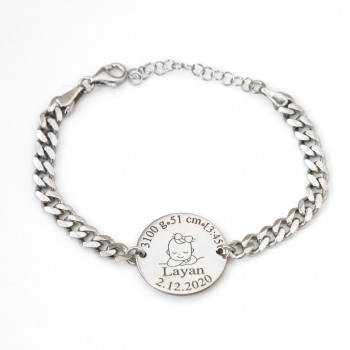 اسوارة ذكرى البيبي ( معلومات البيبي ) فضة عيار 925  #1028 