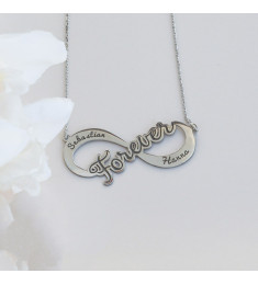 سلسال انفنتي فضة خالص باسمين وتاريخ  #1009