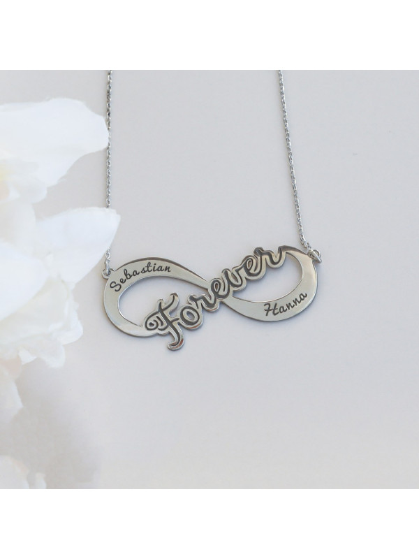 سلسال انفنتي فضة خالص باسمين وتاريخ  #1009