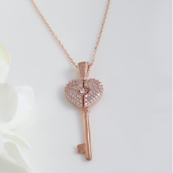 سلسال مفتاح القلب فضة خالص باسم #956 