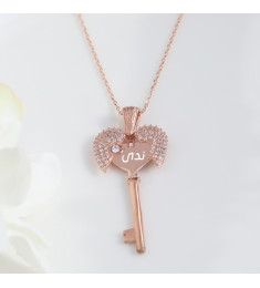 سلسال مفتاح القلب فضة خالص باسم #956