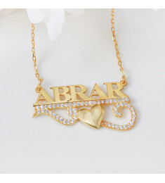 سلسال بإسم مرصع كريستال مع قلب #170