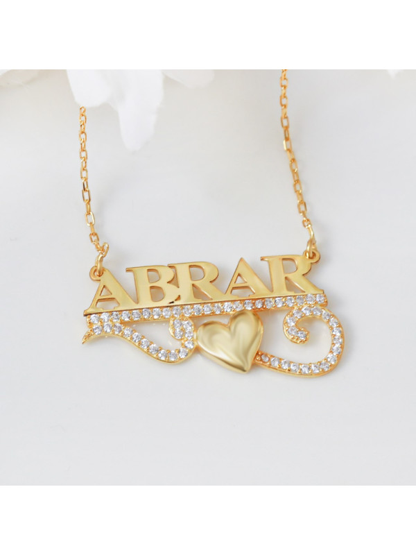 سلسال بإسم مرصع كريستال مع قلب #170