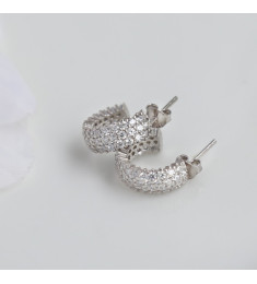 حلق فضة خالص مرصع كريستالل #470