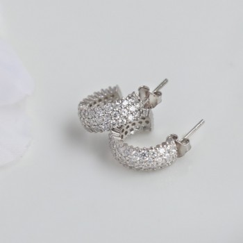 حلق فضة خالص مرصع كريستالل #470 